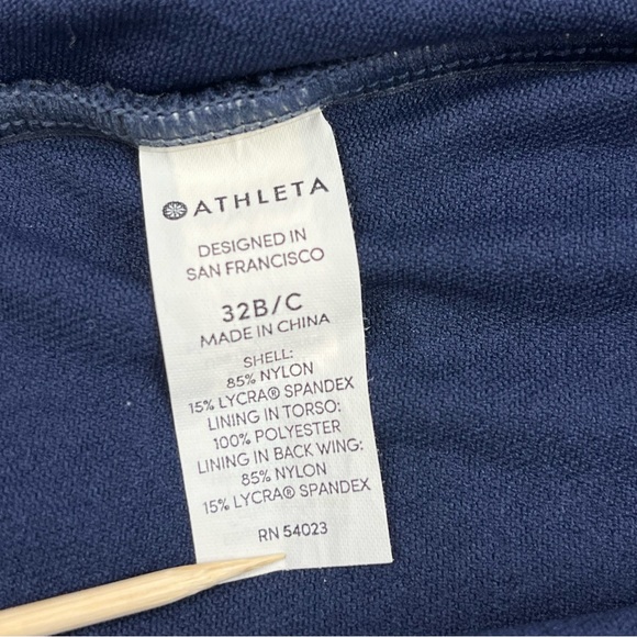 Athleta Aqualuxe Bra Cup 2-Way Tankini Swim Top Navy Blue Sz 32 B/C - Picture 10 of 14